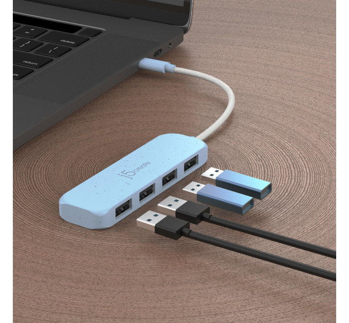 J5create Хаб J5create JCH341EC-N USB-C на 4 USB-A, блакитний