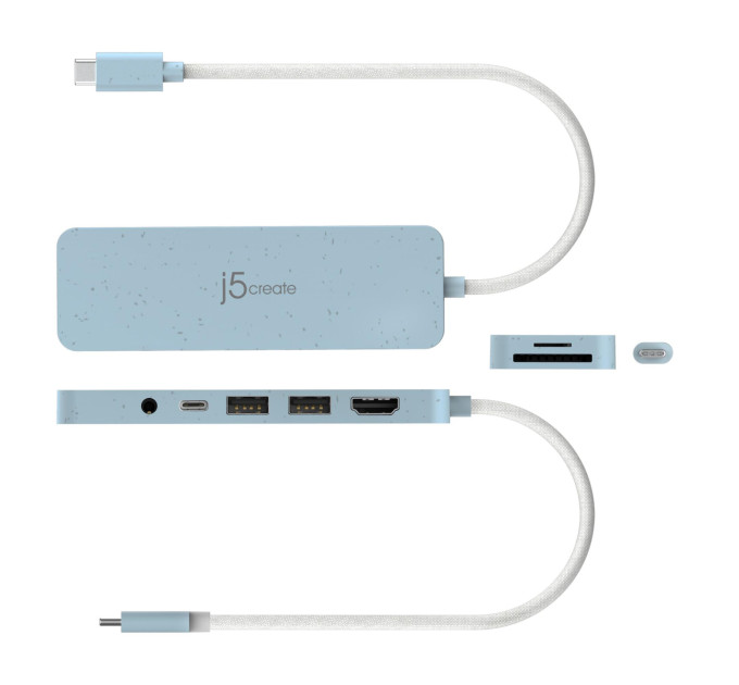 J5create Багатопортовий мультиадаптер J5create JCD373EC-N, USB Type-C 6-в-1