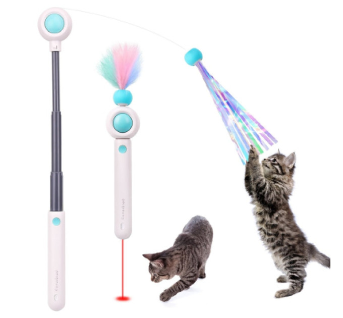 Petgravity Іграшка для котів Petgravity Інтерактивна висувна вудочка з лазером блакитна (PG-CT053B)
