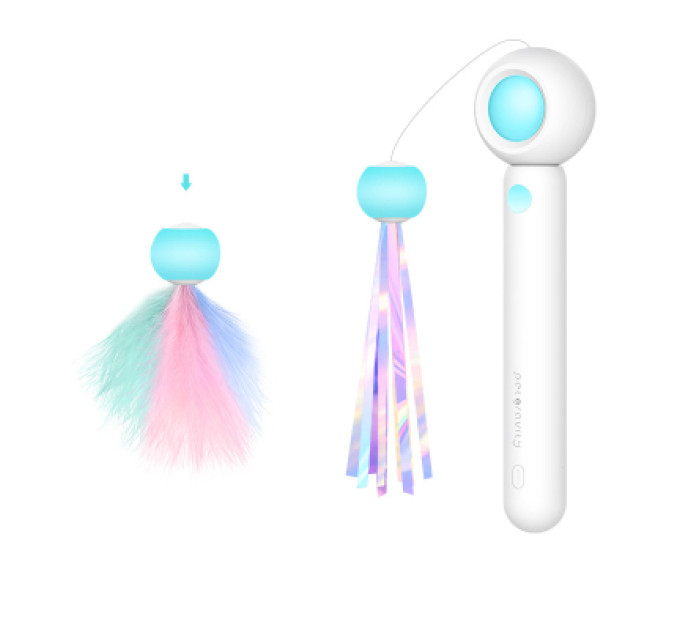 Petgravity Іграшка для котів Petgravity Інтерактивна висувна вудочка з лазером блакитна (PG-CT053B)