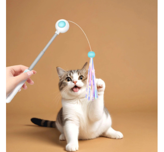 Petgravity Іграшка для котів Petgravity Інтерактивна висувна вудочка з лазером блакитна (PG-CT053B)