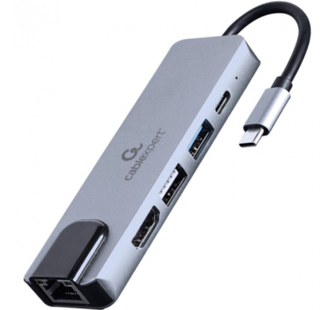 Концентратор Cablexpert USB-C 5-in-1 (hub/HDMI/PD/LAN) (A-CM-COMBO5-04)