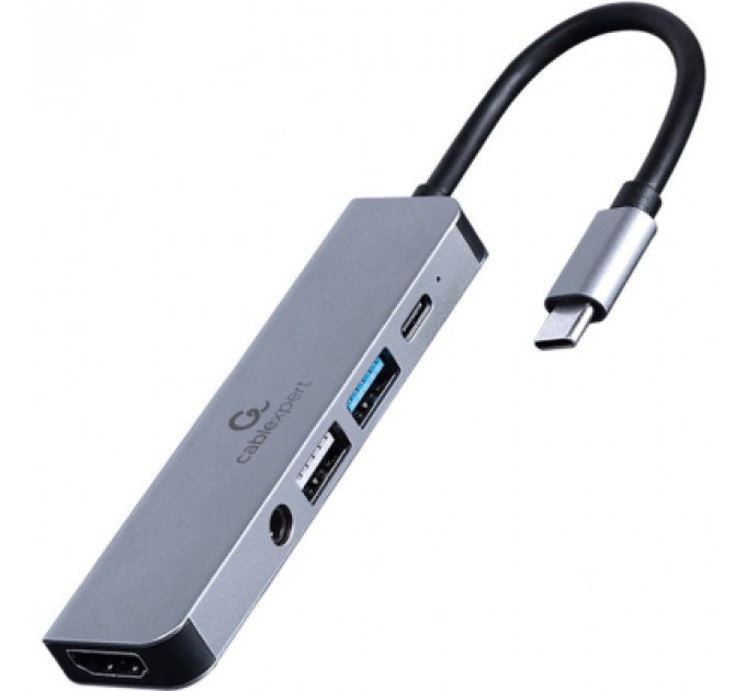 Концентратор Cablexpert USB-C 5-in-1 (hub/HDMI/PD/audio 3.5mm) (A-CM-COMBO5-02)