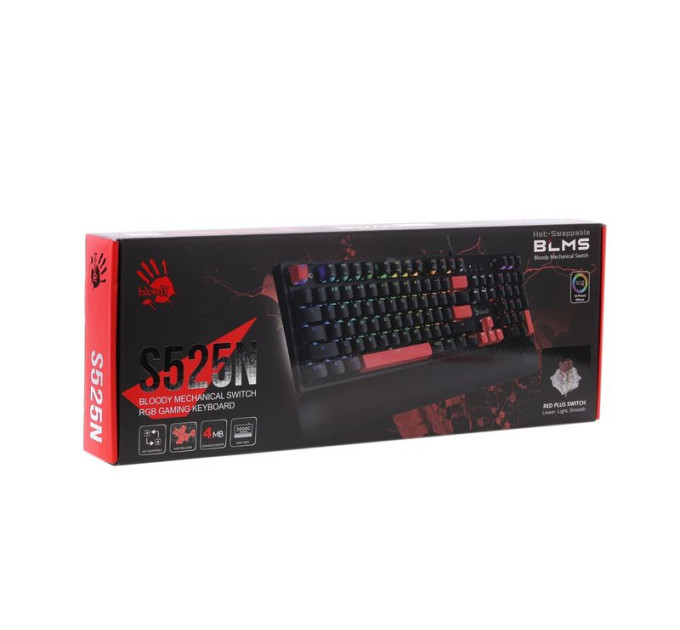 Bloody Механічна ігрова клавіатура Bloody S525N (Fire Black), чорна