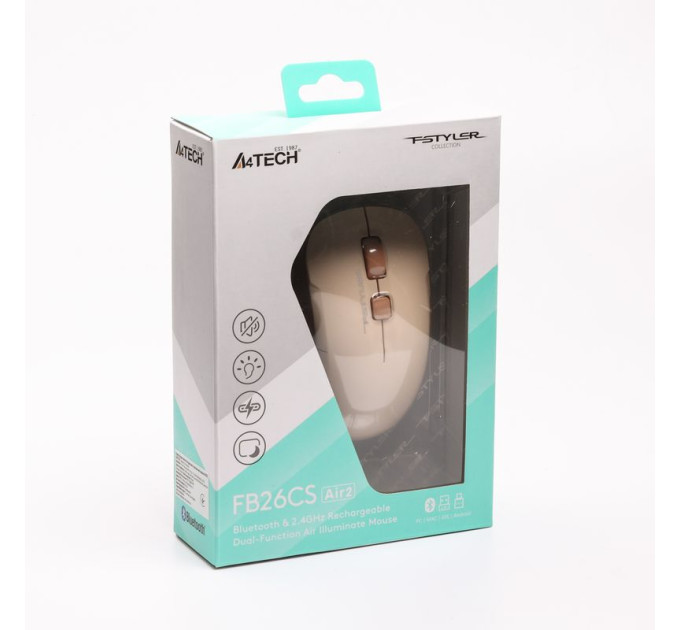 A4Tech Миша бездротова A4Tech Fstyler FB26CS Air2 (Cafe Latte), колір бежевий