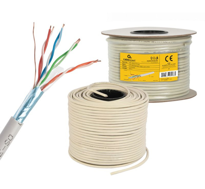Cablexpert Звита пара, Cablexpert FPC-5004E-SO/100C, CAT5e, одножильна, екранована фольгою, 100 м
