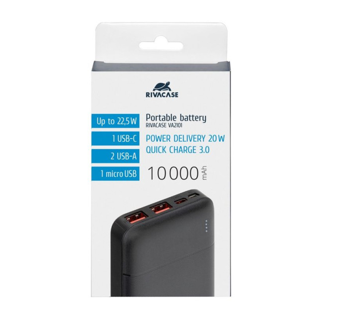 RivaCase Портативний зарядний пристрій Rivacase, 10000 mA, RIVAPOWER VA2101 (Black)