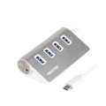 Maxxter Хаб USB 3.0 Type-С HU3С-4P-01 на 4 порти, метал, сріблястий