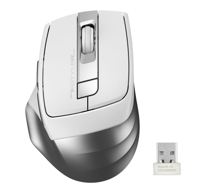 A4Tech Миша бездротова безшумна A4Tech Fstyler FG35S (Silver), USB, колір білий+сірий