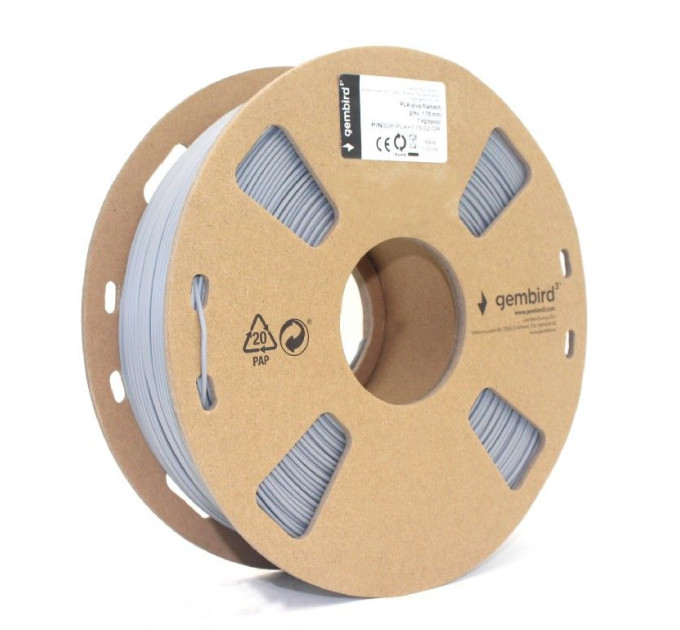 Gembird Філамент для 3D-принтера Gembird 3DP-PLA+1.75-01-GR , PLA+, 1.75 мм, сірий