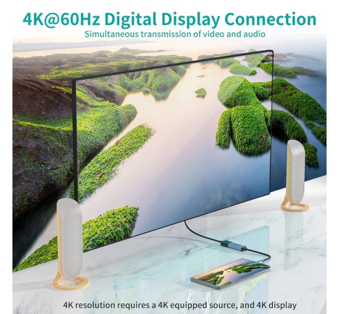 Choetech Адаптер-перехідник USB Type-C на DP Choetech HUB-H11-GY-V2