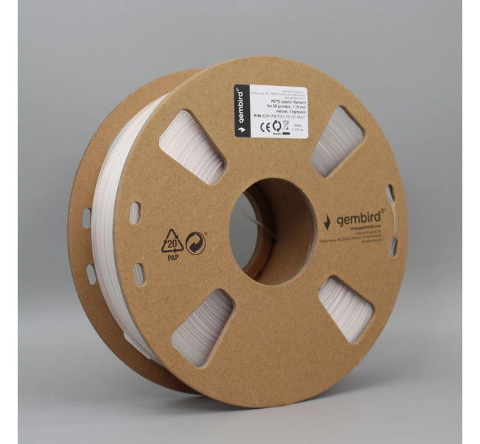 Gembird Пластиковий матеріал (филамент) для 3D-принтера Gembird 3DP-PETG1.75-01-NAT, натуральний