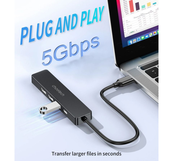 Choetech Адаптер Choetech HUB-M80-BK, USB Type-C 5-в-1