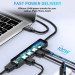 Choetech Адаптер Choetech HUB-M80-BK, USB Type-C 5-в-1