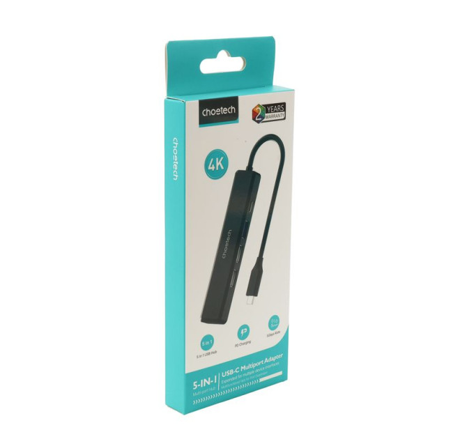 Choetech Адаптер Choetech HUB-M80-BK, USB Type-C 5-в-1