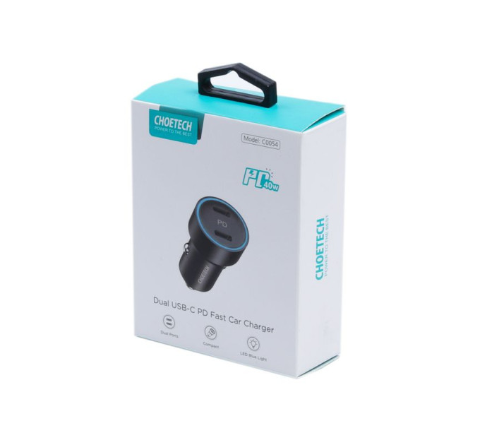 Choetech Автомобільне ЗУ С0054-BK, 2 порти, 36Вт,PD, чорний
