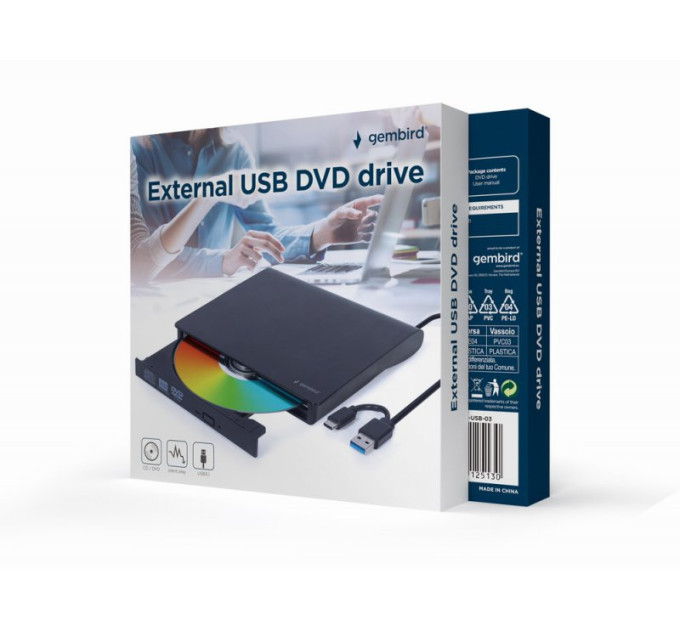 Gembird Зовнiшній DVD Gembird DVD-USB-03,  USB3.0