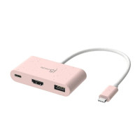 Багатопортовий мультиадаптер J5create JCA379ER-N, USB Type-C 3-в-1 рожевий