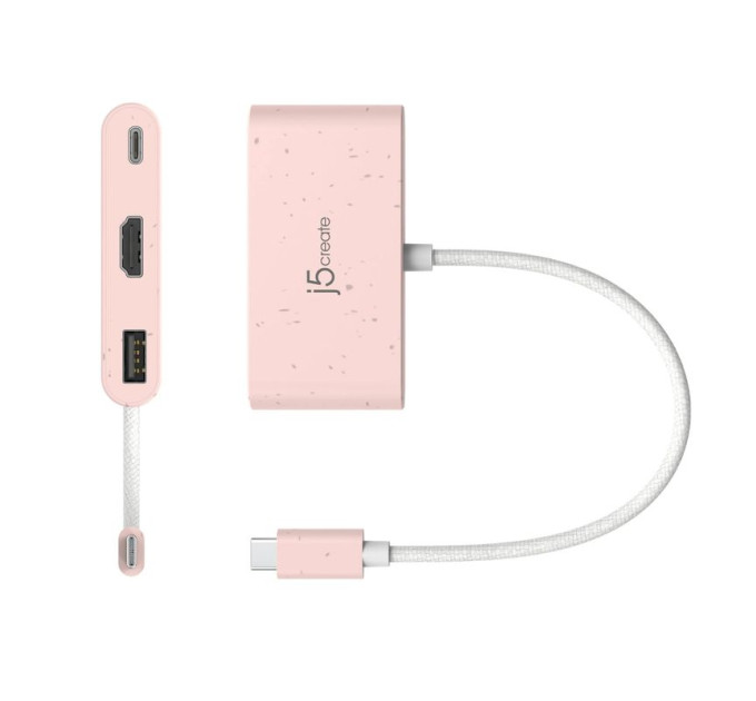 J5create Багатопортовий мультиадаптер J5create JCA379ER-N, USB Type-C 3-в-1 рожевий