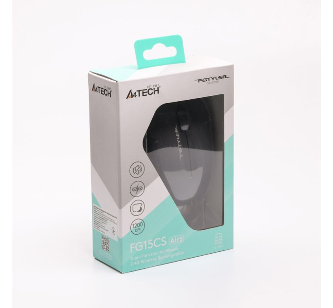 A4Tech Миша бездротова A4Tech Fstyler FG15CS Air2 (Black),  USB, колір сірий