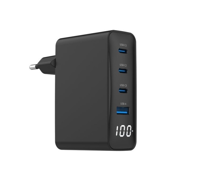 Gembird Мережевий зарядний пристрій Gembird TA-UC-PDQC100LCD-01-BK 100W