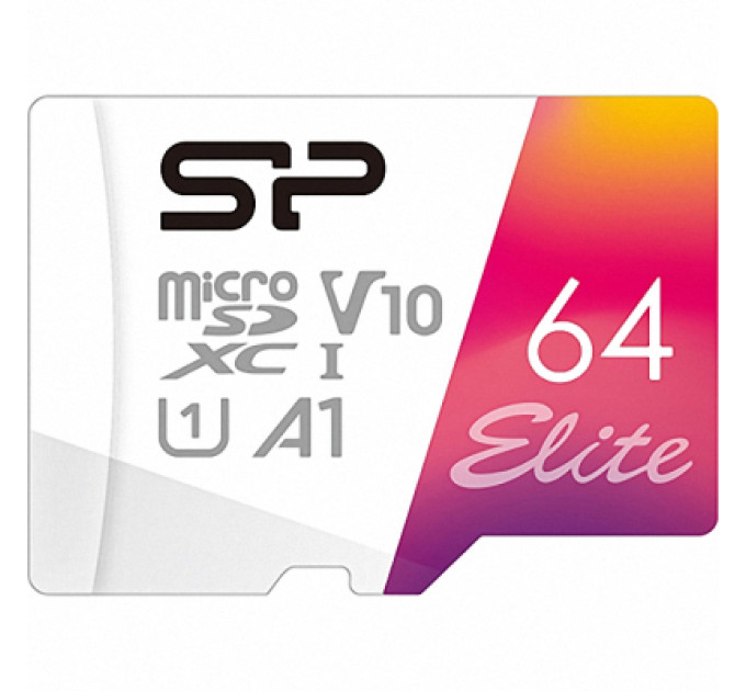 Silicon Power Карта пам'яті Silicon Power 64GB microSDXC class 10 UHS-I U1 A1 Elite Color (SP064GBSTXBV1V20SP)