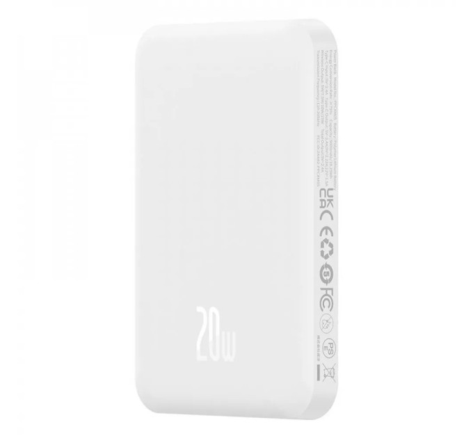 Baseus Універсальна мобільна батарея Baseus Magnetic Mini 5000mAh, 20W White (P10022107223-00)