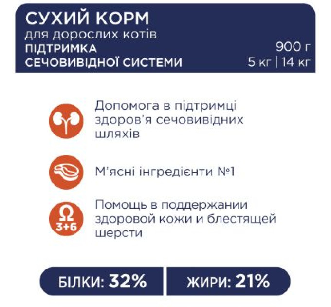 Сухий корм для кішок Club 4 Paws Преміум. Підтримка здоров'я сечовидільної системи 14 кг (4820083909375)