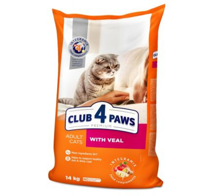 Сухий корм для кішок Club 4 Paws Преміум. З телятиною 14 кг (4820083909207)