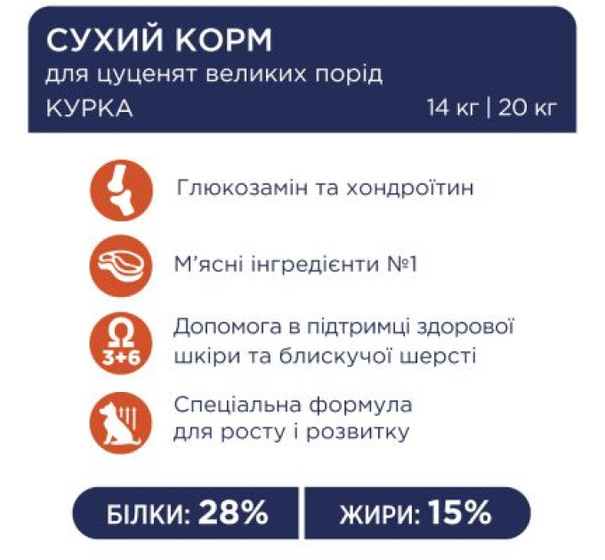 Club 4 Paws Сухий корм для собак Club 4 Paws Преміум. Для цуценят великих порід зі смаком курки 2 кг (4820083909481)