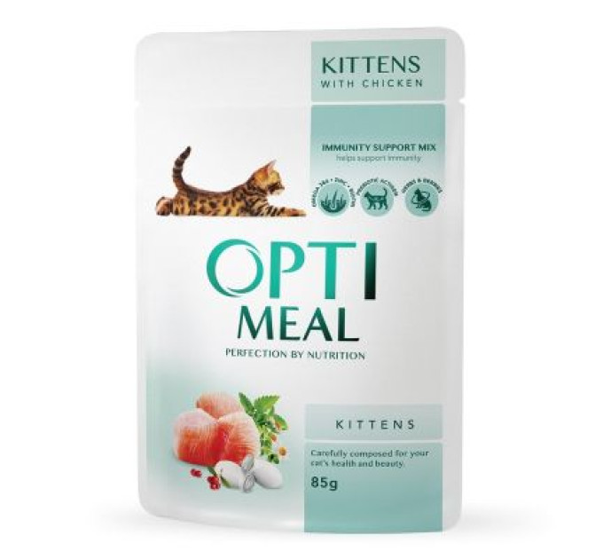 Вологий корм для кішок Optimeal для кошенят зі смаком курки 85 г (4820083905452)