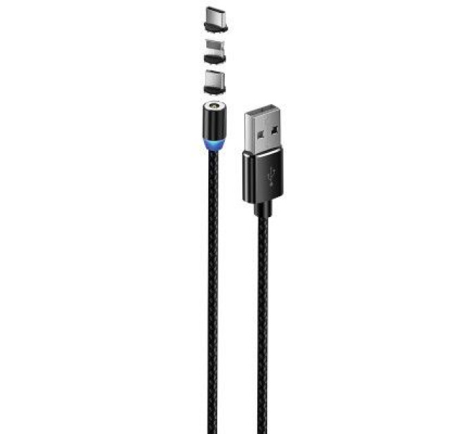 ColorWay Дата кабель USB 3в1 (Lightning+MicroUSB+Type-C) Magnet only charge ColorWay (CW-CBUU020-BK)
