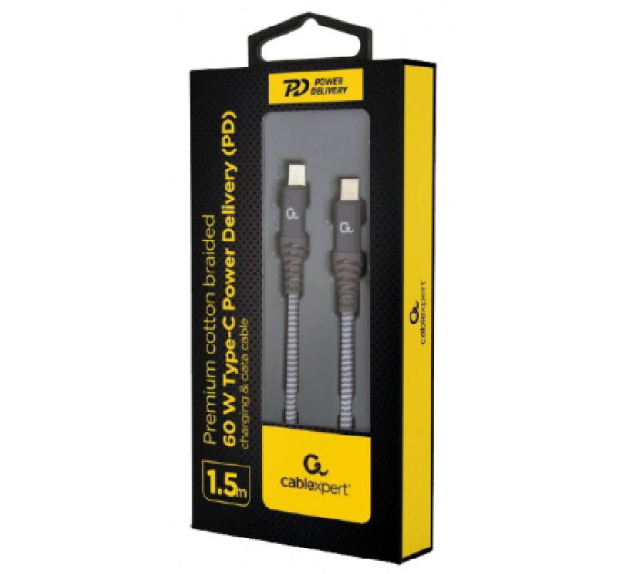 Cablexpert Кабель Cablexpert CC-USB2B-CMCM60-1.5M, Power Delivery (PD), до 60 Ватт C-тато/C-тато, 1,5 м.