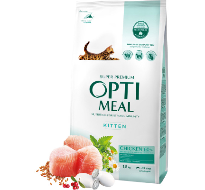 Сухий корм для кішок Optimeal для кошенят зі смаком курки 1.5 кг (4820215369664)