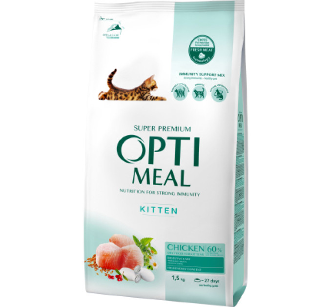 Optimeal Сухий корм для кішок Optimeal для кошенят зі смаком курки 1.5 кг (4820215369664)