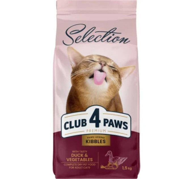 Сухий корм для кішок Club 4 Paws Selection Преміум З качкою та овочами 1.5 кг (4820215369145)