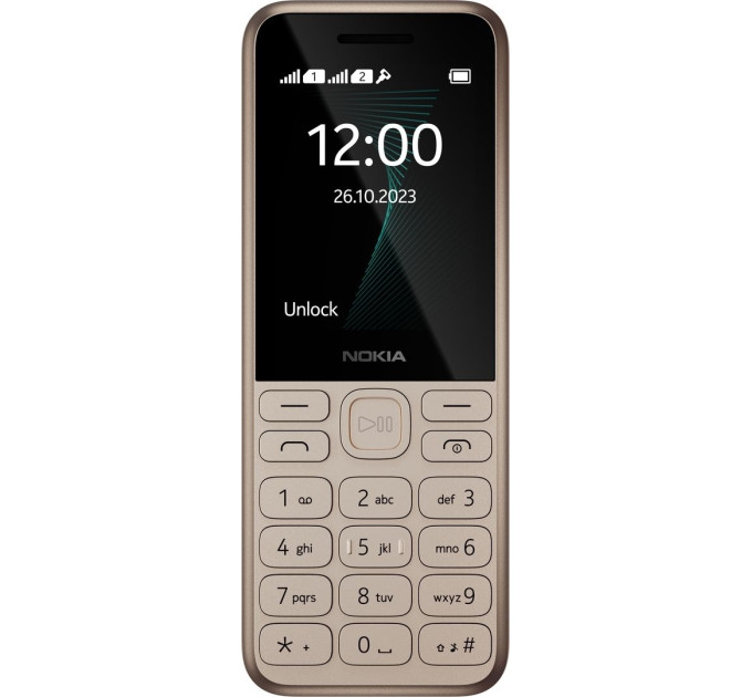 Nokia Мобильный телефон Nokia 130 2023 Dual Sim Light Gold; 2.4" (320x240) TFT / клавиатурный моноблок / ОЗУ 4 МБ / 4 МБ встроенной + microSD до 32 ГБ / без камеры / 2G (GSM) / 130.9x50.6x14 мм, 98.2 г / 1450 мАч / золотистый