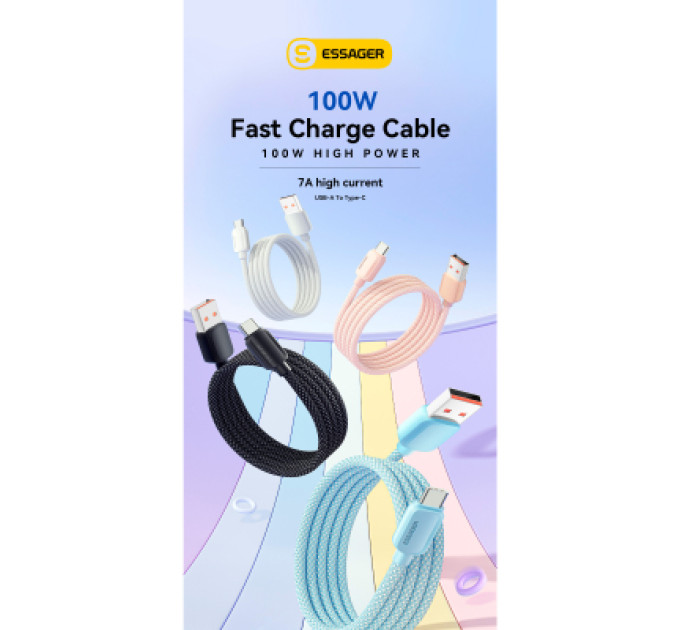Essager Дата кабель USB 2.0 AM to USB-C 2.0m 100W black Essager (EXC7A-WLA01-P)