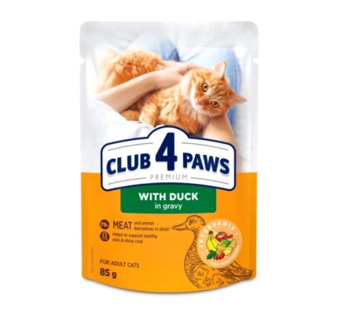 Вологий корм для кішок Club 4 Paws з качкою у соусі 85 г (4820269142503)