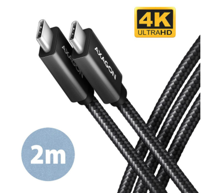 AXAGON Дата кабель USB-C to USB-C 2.0m USB 3.2 Gen 2 PD 100W 5A 4K black AXAGON (BUCM32-CM20AB)
