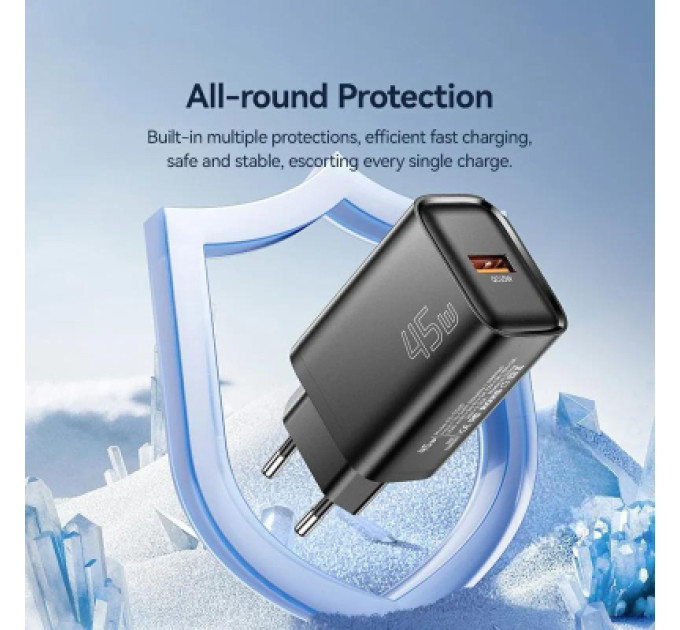 Essager Зарядний пристрій Essager USB-A QC3.0 45W black (ECT45W-RPB01-Z)