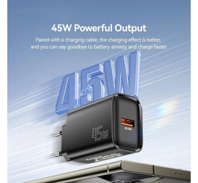 Essager Зарядний пристрій Essager USB-A QC3.0 45W black (ECT45W-RPB01-Z)
