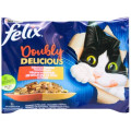 Purina Felix Вологий корм для кішок Purina Felix Doubly Delicious з індичкою, печінкою, яловичиною та птицею 4х85 г (7613287487612)