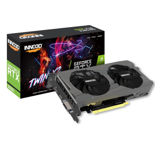 Inno3D Вiдеокарта GF RTX 3050 6GB GDDR6 Twin X2 V2 Inno3D (N30502-06D6-1880VA60)