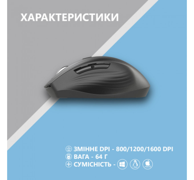 Мишка 2E MF250 Silent Wireless Black (2E-MF250WBK)
