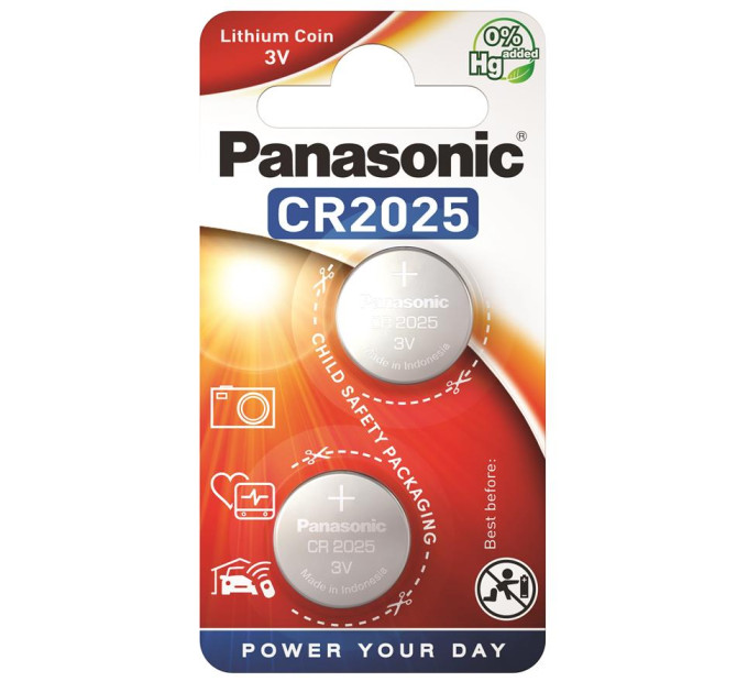 Panasonic Батарейка Panasonic CR 2025 * 2 LITHIUM (CR-2025EL/2B)