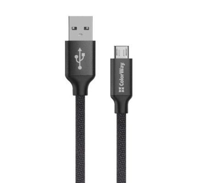 ColorWay Дата кабель USB 2.0 AM to Micro 5P 2.0m black ColorWay (CW-CBUM009-BK)