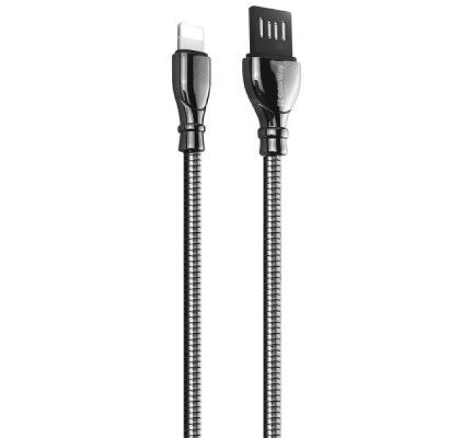 ColorWay Дата кабель USB 2.0 AM to Lightning 1.0m metal spring black ColorWay (CW-CBUL013-BK)