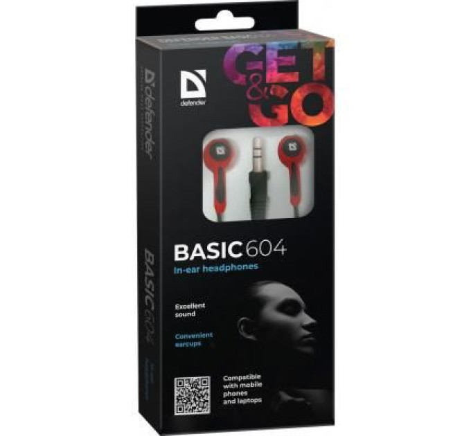 Defender Навушники Defender Basic 604 Black-Red (63605)