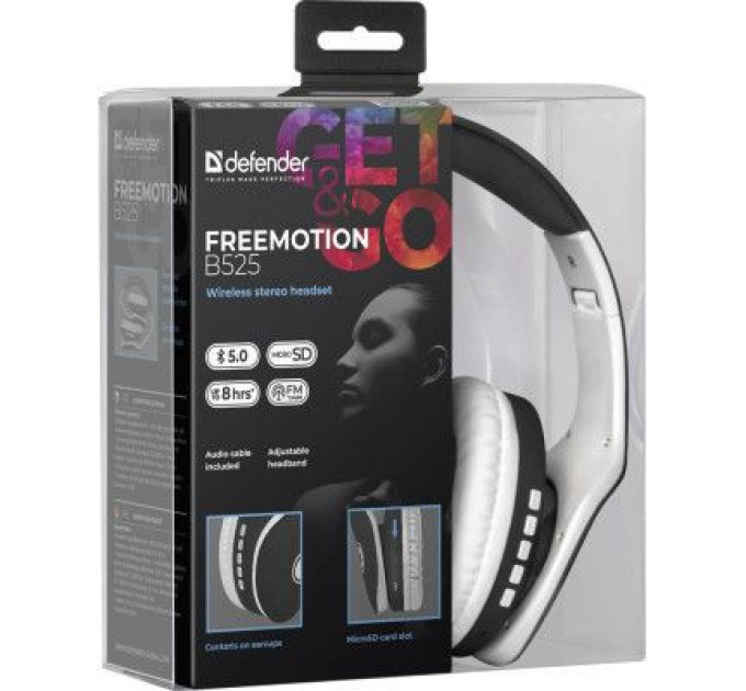 Defender Навушники Defender FreeMotion B525 Bluetooth White-Black (63525)